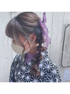 浴衣たまねぎヘアアレンジ