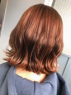 おすすめオレンジブラウンヘアボブスタイル