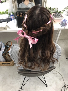 リボン編み込み体育祭ヘアアレンジ【上野・ヘアセット】