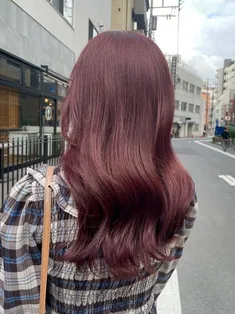 韓国風艶髪ピンクブラウン ミディアムウェーブ