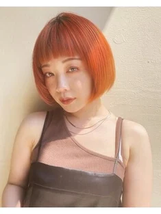 【CHESTER】ボブショート オレンジカラー 前髪ぱっつん