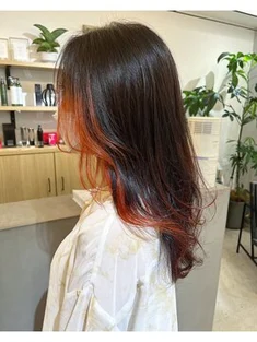 大人カジュアル小顔ヘアフェイスフレーミングオレンジ