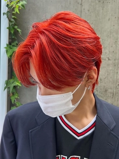 【赤髪カルマパーマ】韓国メンズスタイル｜メンズカット×カルマパーマ×カラー